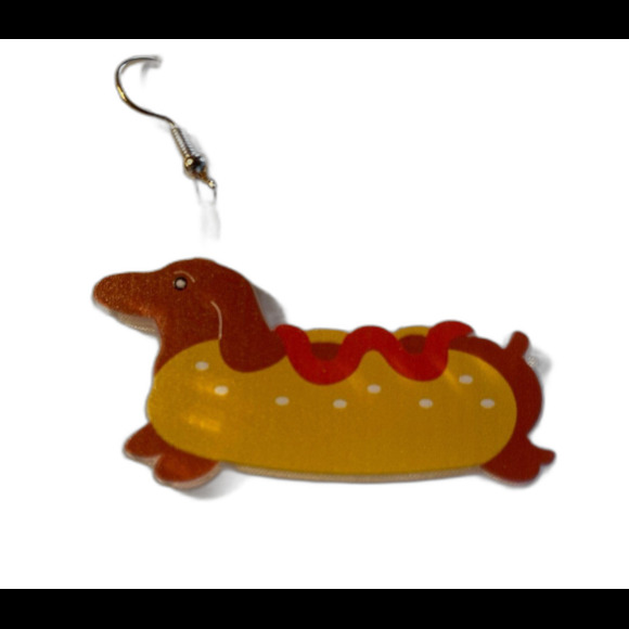 Earrings Wiener Dog Dachshund Dangle Acrylic Lightweight Whimsical Earrings - Picture 1 of 5